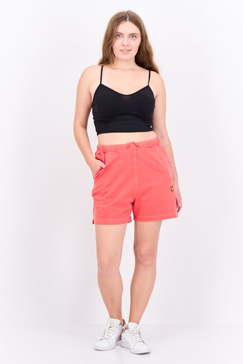 Lyle & Scott Women Drawstring Solid Basic Shorts, Scarlet Red - Image 4