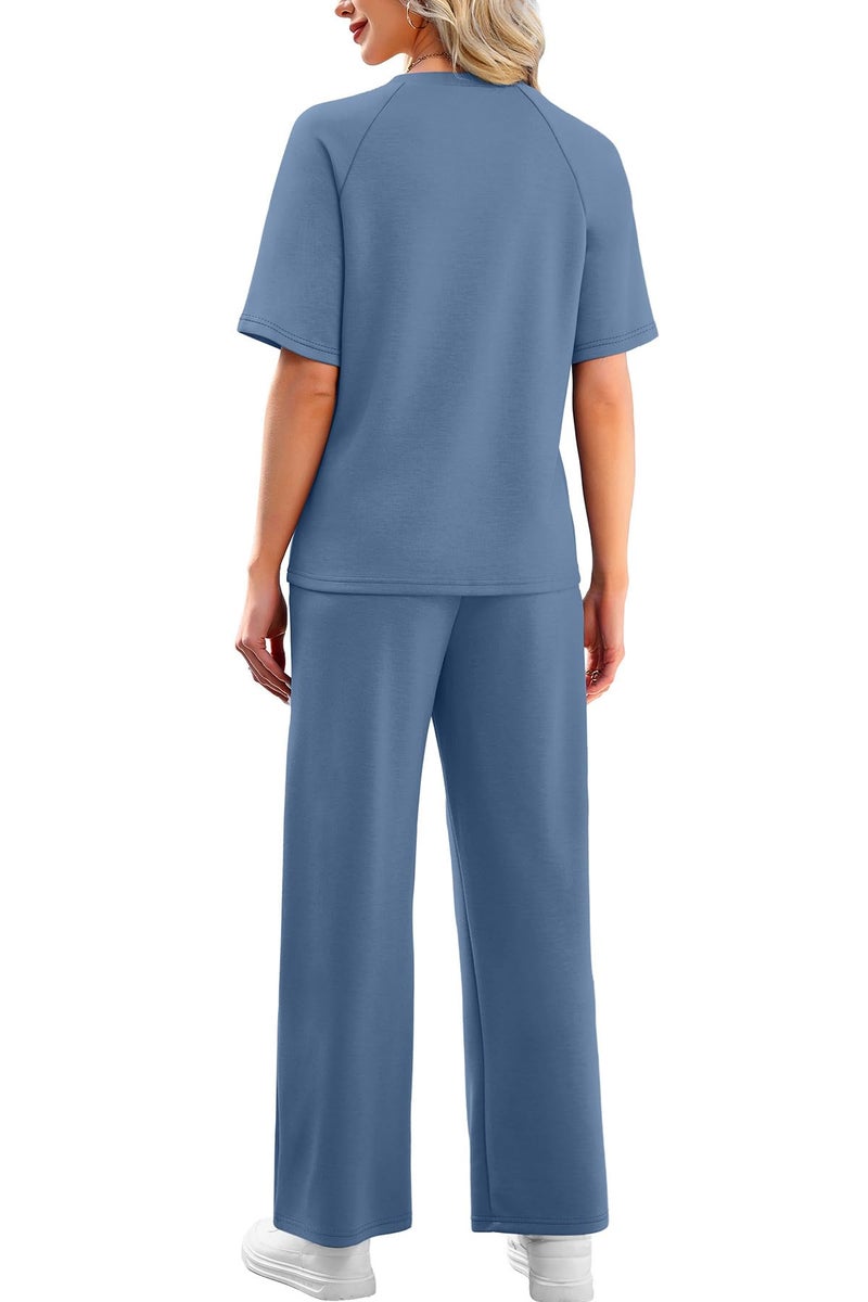 WIHOLL Summer Outfits for Women 2 Piece Sets 2026 Beach Vacation Clothes Airport Travel Outfits Comfy Cozy Matching Sets Women Clothing Spring Fashion Essentials Blue XL - Image 5
