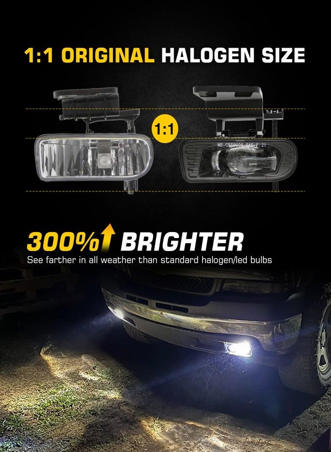 4X4FLSTC LED Fog Lights Replacement Fog Lamps Driving lights Compatible with Chevy Silverado 1999-2002, Suburban 2000-2006, Tahoe 2000-2006 DOT Approved Clear Lens - Black - Image 2