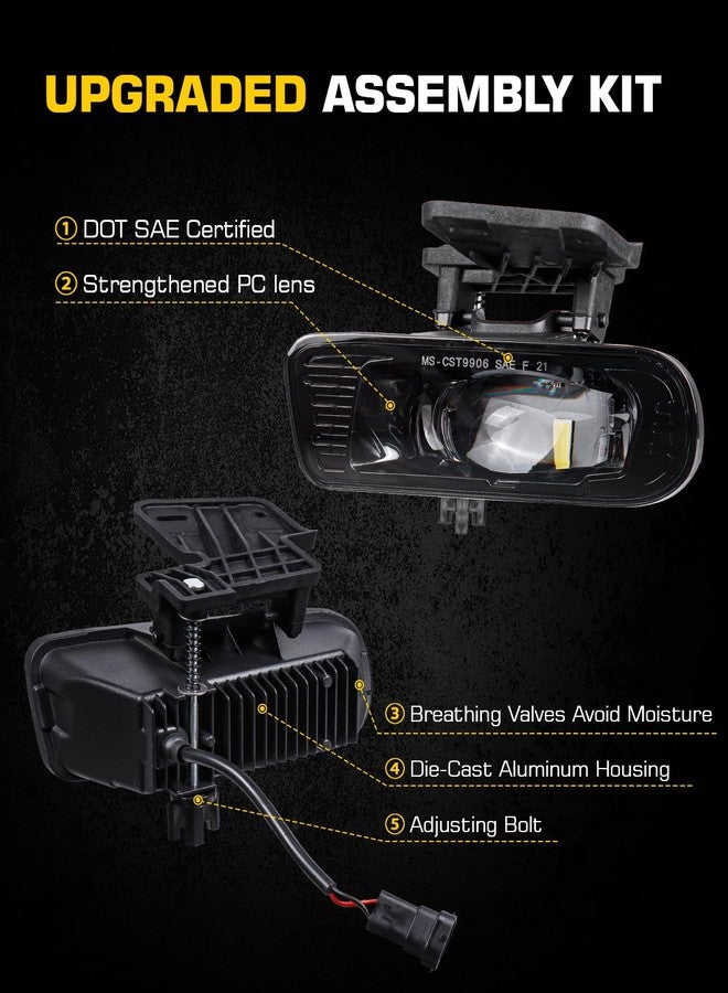 4X4FLSTC LED Fog Lights Replacement Fog Lamps Driving lights Compatible with Chevy Silverado 1999-2002, Suburban 2000-2006, Tahoe 2000-2006 DOT Approved Clear Lens - Black - Image 3