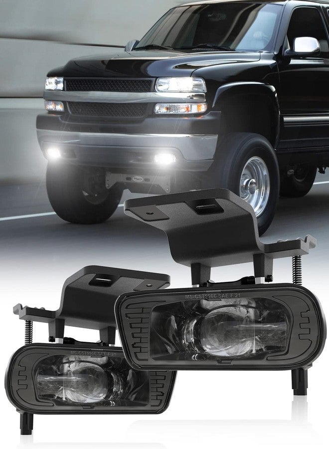 4X4FLSTC LED Fog Lights Replacement Fog Lamps Driving lights Compatible with Chevy Silverado 1999-2002, Suburban 2000-2006, Tahoe 2000-2006 DOT Approved Clear Lens - Black - Image 1
