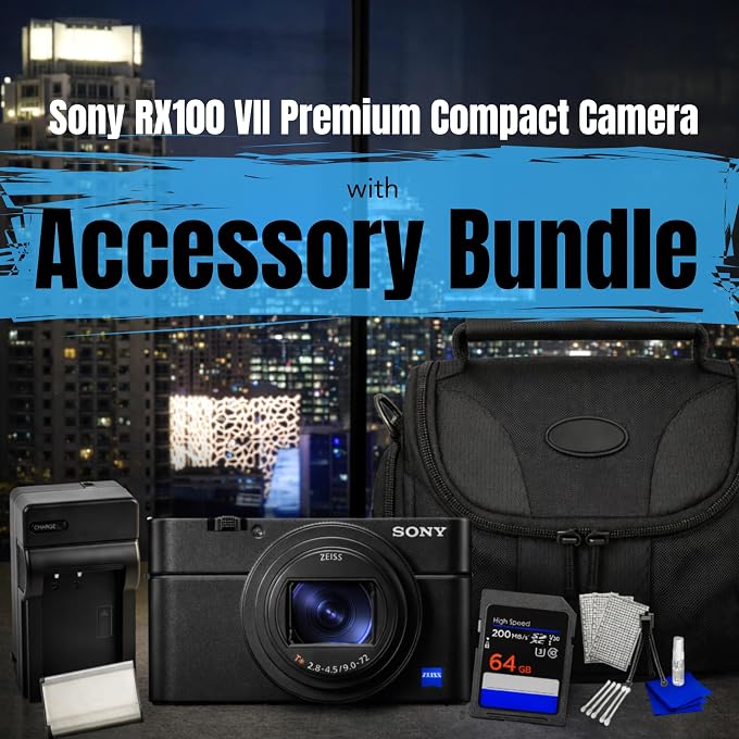 Sony RX100 VII Premium Compact Camera with 1.0-Type Stacked CMOS Sensor, ZEISS Lens, (DSC-RX100M7) Bundle with 64GB SD Memory Card + Extra Battery + Charger + Bag + Starter Kit + More (Renewed) - Image 2