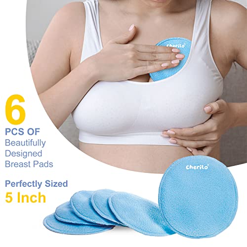 Cherilo Reusable Breast Pads for Feeding Mothers, High Absorbent Nursing Pads for Breastfeeding, Skin Friendly Nipple Pads for Women, Maternity Feeding Pads for Mothers with 3 Layer Overnight Protection, Washable, Sky Blue, 6 Pcs - Image 4