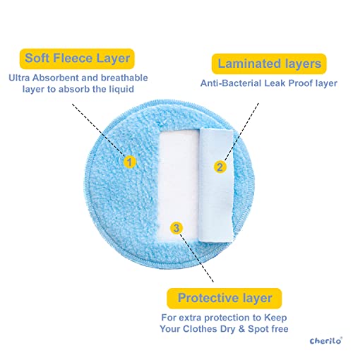 Cherilo Reusable Breast Pads for Feeding Mothers, High Absorbent Nursing Pads for Breastfeeding, Skin Friendly Nipple Pads for Women, Maternity Feeding Pads for Mothers with 3 Layer Overnight Protection, Washable, Sky Blue, 6 Pcs - Image 3