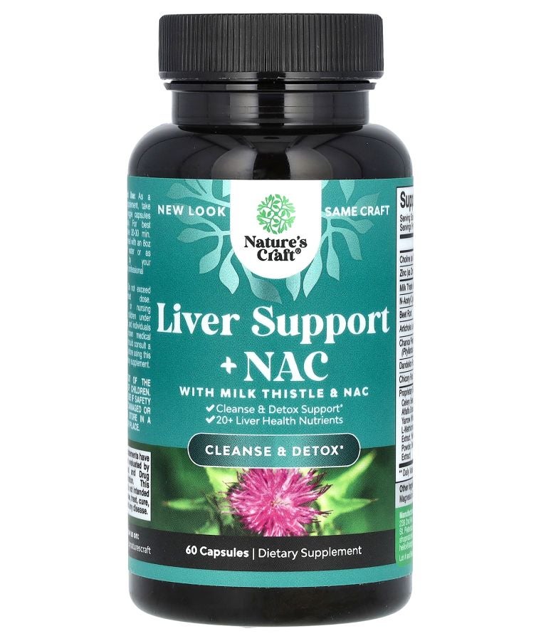 Nature's Craft Liver Support + NAC with Milk Thistle 60 Capsules
