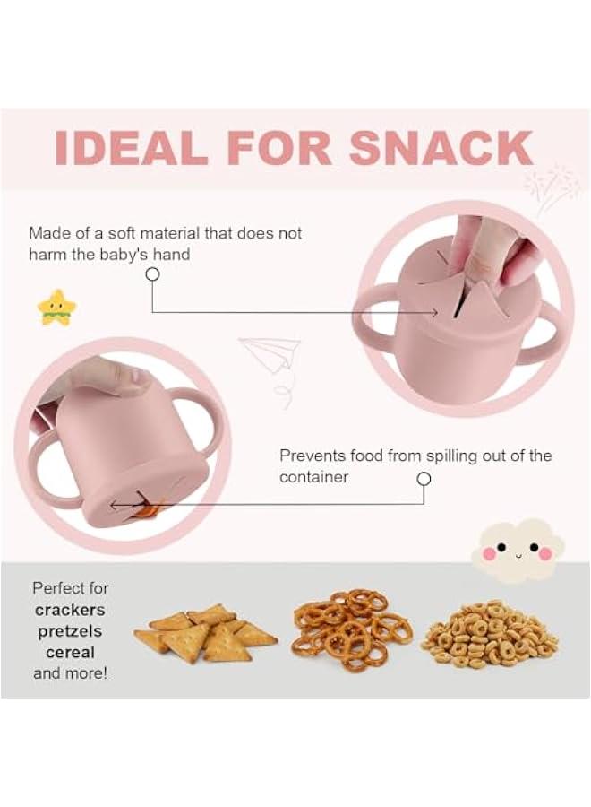 HOOKOR Baby Silicone Cup, Silicone Snack and Sippy Cup 2-in-1, Sippy Cup with Straw, Snack Cup with Lid, Durable Baby Cup and Toddler Cup Perfect for Snacks and Liquids, Silicone Sippy Cups (Pink) - Image 3