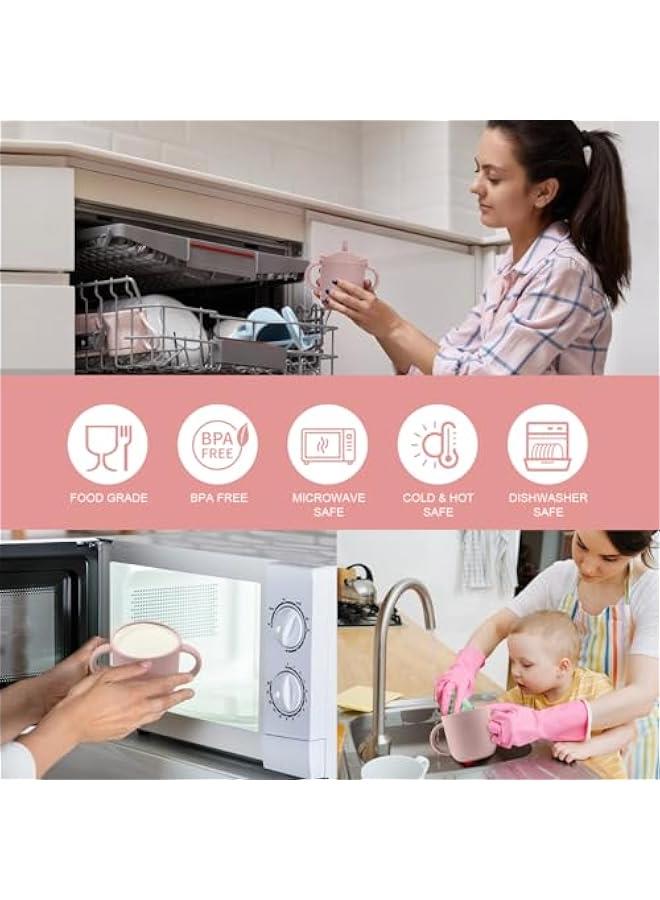 HOOKOR Baby Silicone Cup, Silicone Snack and Sippy Cup 2-in-1, Sippy Cup with Straw, Snack Cup with Lid, Durable Baby Cup and Toddler Cup Perfect for Snacks and Liquids, Silicone Sippy Cups (Pink) - Image 4