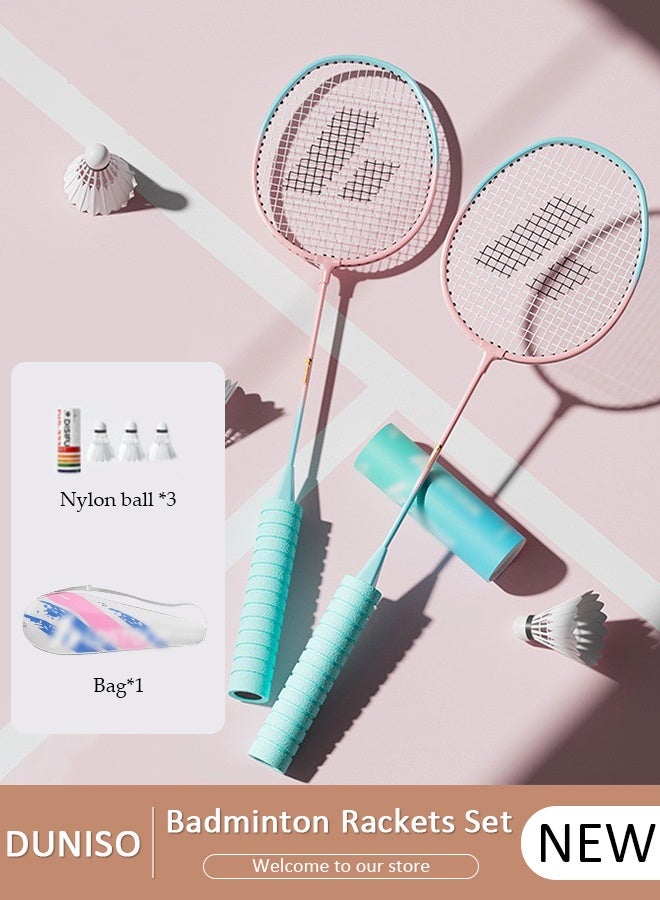 DUNISO Badminton Rackets Set,Badminton Rackets,Lightweight Badminton Racquet with 3 Shuttlecocks and 1 Carrying Bag,Badminton Backyard Games for Outdoor,Garden,Beach,Family Fun Game for Beginners, 2 Player - Image 1