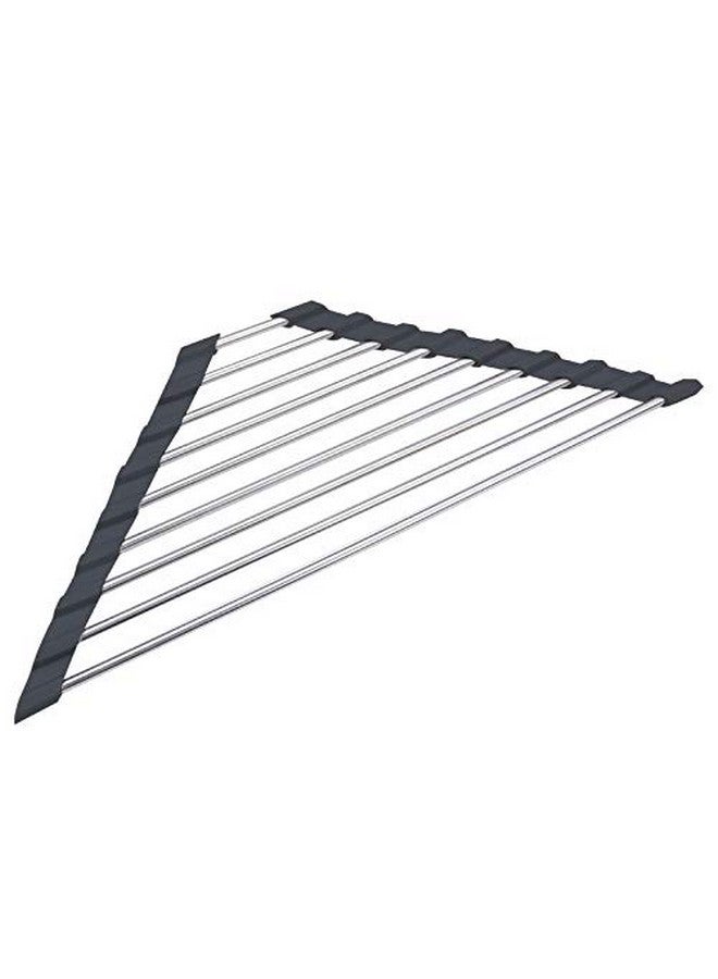 NILKANTH Triangle Roll-Up Dish Drying Rack for Sink Corner Small Foldable Stainless Steel Over The Sink Multipurpose Kitchen Drainer Caddy Organizer Storage Space Saver Shelf Holder (Black) - Image 1
