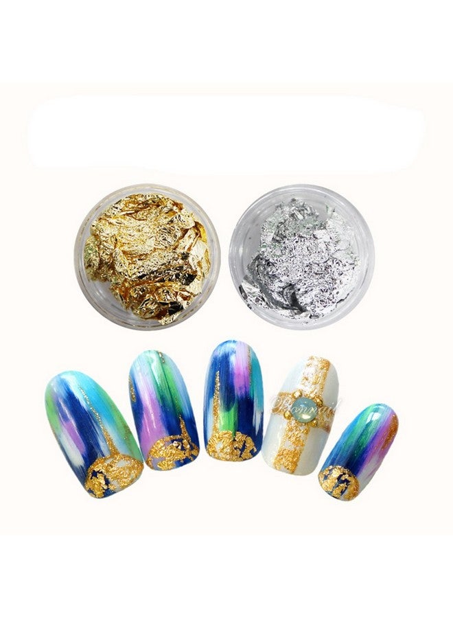 يس ليدي ملصقات أظافر YesLady الذهبية والفضية المصنوعة من رقائق الألومنيوم ثلاثية الأبعاد مع زينة رقائق لامعة، 12 وعاء - Image 4