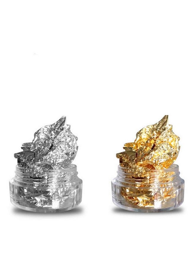 يس ليدي ملصقات أظافر YesLady الذهبية والفضية المصنوعة من رقائق الألومنيوم ثلاثية الأبعاد مع زينة رقائق لامعة، 12 وعاء - Image 5