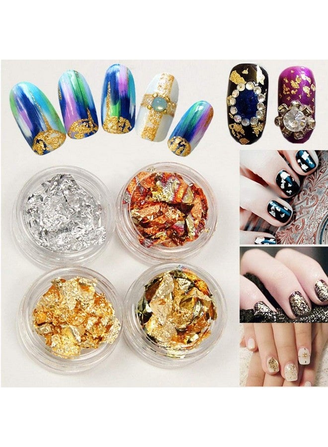 يس ليدي ملصقات أظافر YesLady الذهبية والفضية المصنوعة من رقائق الألومنيوم ثلاثية الأبعاد مع زينة رقائق لامعة، 12 وعاء - Image 3