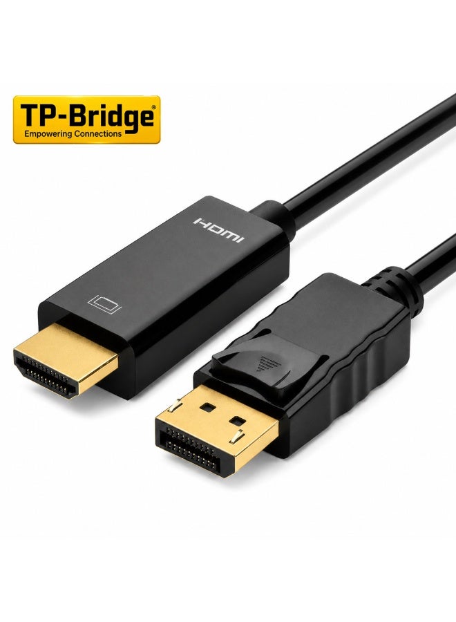 تي بي بردج كابل TP-BRIDGE من DisplayPort إلى HDMI بطول 1.8 متر (6 أقدام)، يدعم معايير DP 1.2 وHDMI 1.4 ودقة 4K بتردد 30 هرتز؛ كابل أحادي الاتجاه لتوصيل أجهزة الكمبيوتر المكتبية والمحمولة بشاشات العرض أو أجهزة التلفاز أو أجهزة العرض الضوئي (البروجيكتور). - Image 1