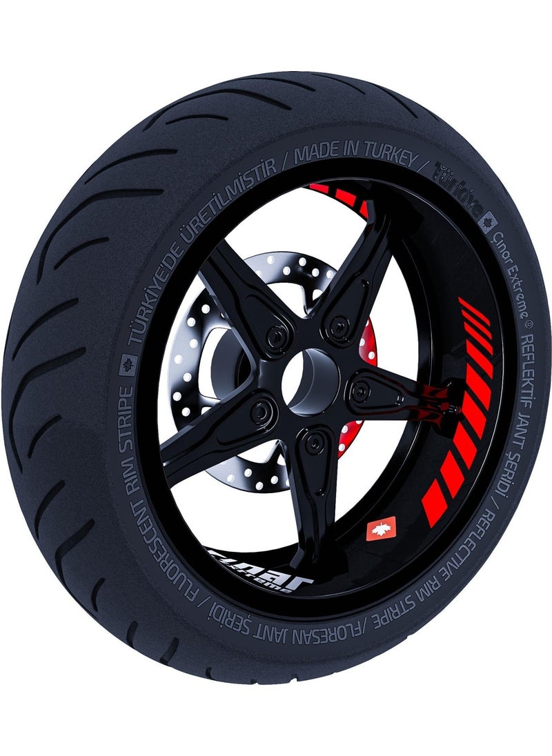 Çınar Extreme - Moto Rider Set of 4 Stickers Reflective Red Inner Outer Rim Strip Helmet and Fender - Image 1