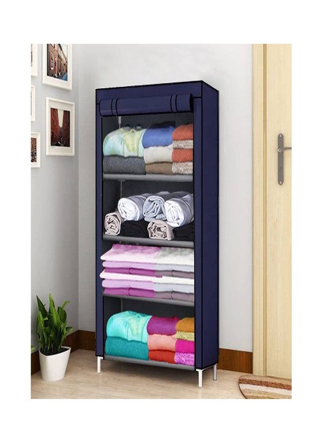 RIDHAAN Wardrobe Organizer for Kids and Women, Durable Storage Rack for Clothes (4 Layers, Blue) - Image 1