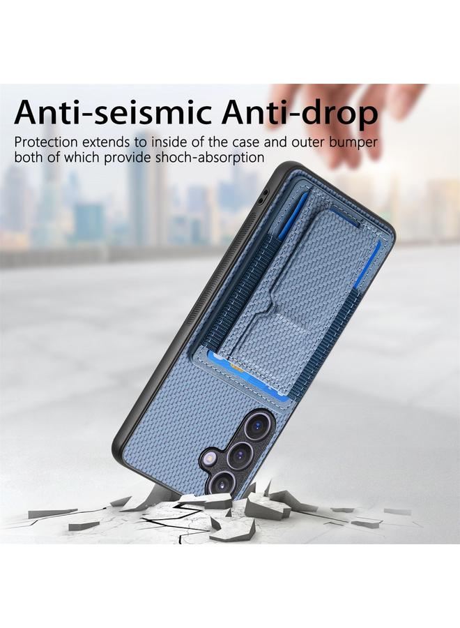 S-TOP Case For Samsung Galaxy S22+ 5G Carbon Fiber Fold Stand Elastic Card Bag Phone Case - Image 3