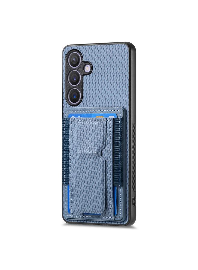 S-TOP Case For Samsung Galaxy S22+ 5G Carbon Fiber Fold Stand Elastic Card Bag Phone Case - Image 2