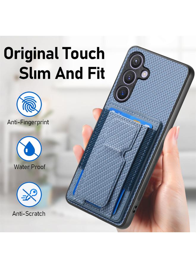S-TOP Case For Samsung Galaxy S22+ 5G Carbon Fiber Fold Stand Elastic Card Bag Phone Case - Image 5