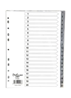 Deluxe Grey 1-20 Pvc Index Divider, Stationery Binder Index Dividers 