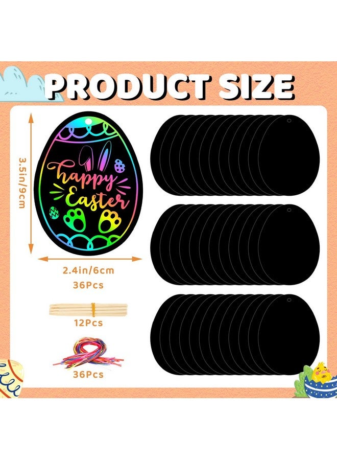 JULMELON 36 PCS Easter Egg Scratch Art for Kids, Rainbow Magic Scratch Paper Easter Crafts for Kids Easter Gifts School Classroom Activities Project Party Favors Basket Fillers - Image 2