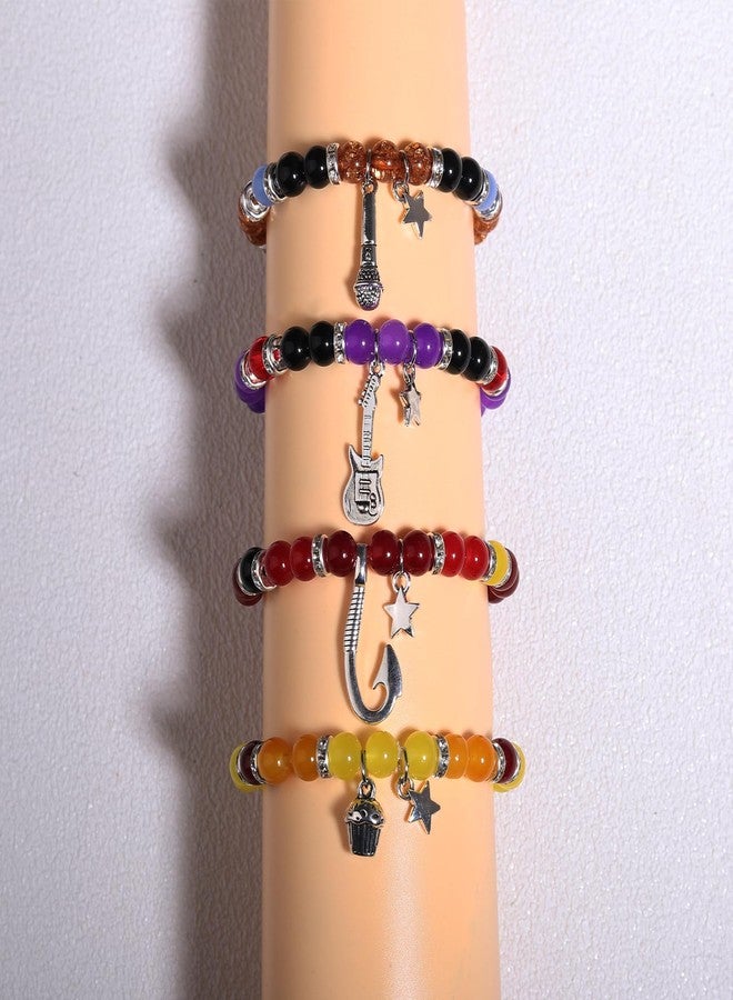 GINAZL Five Night at Freddy Bracelets FNAF Bracelet,4 pcs Freddy Bonnie Chica Foxy Bracelet FMAF Merch Valentins Day Gifts for Boys Girls FNAF Stuff Horror Movie Gifts, S, Stone, No Gemstone - Image 2