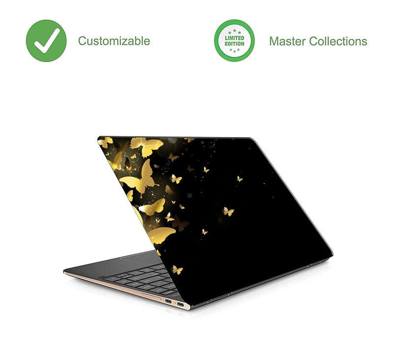 WALLTON - Gloden Butterfly HD Quality Vinyl Laptop Skin Decal/Sticker Protector, Fits Dell, Hp, Lenovo, Toshiba, Acer, ASUS and for All Models Up to 11.6" - 15.6" Inch, Pack of 1 - Image 3