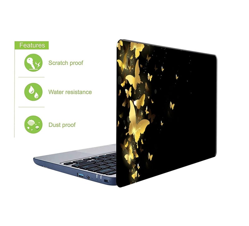 WALLTON - Gloden Butterfly HD Quality Vinyl Laptop Skin Decal/Sticker Protector, Fits Dell, Hp, Lenovo, Toshiba, Acer, ASUS and for All Models Up to 11.6" - 15.6" Inch, Pack of 1 - Image 2