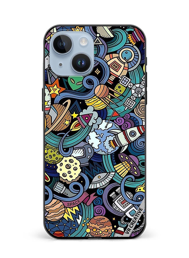 VR CREATIVE Protective Case Cover For Apple iPhone 15 Plus Cartoon Doodles Design Multicolour - Image 1