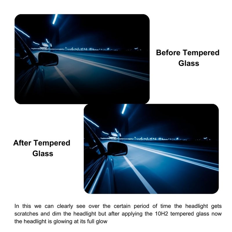10H2 Car Headlight Anti-Rain Guard | Self Adhesive Car Headlight Tempered Glass | Car Accessories | Waterproof Anti-Fog Car Stickers | Compatible With Tata New/Old Car (Harrier 1st Gen) | Pack Of 1 - Image 3