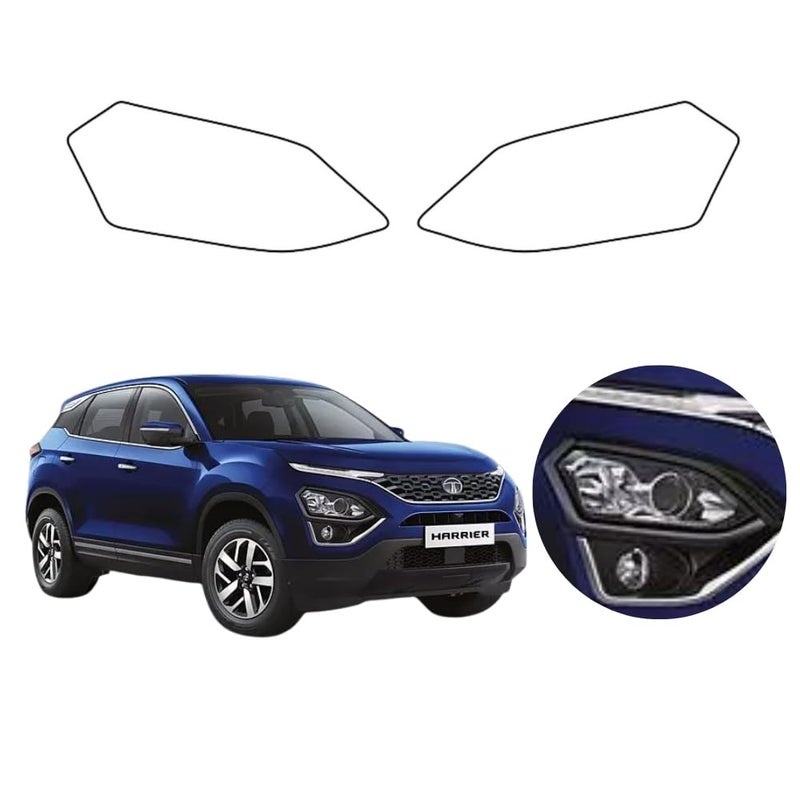 10H2 Car Headlight Anti-Rain Guard | Self Adhesive Car Headlight Tempered Glass | Car Accessories | Waterproof Anti-Fog Car Stickers | Compatible With Tata New/Old Car (Harrier 1st Gen) | Pack Of 1 - Image 1