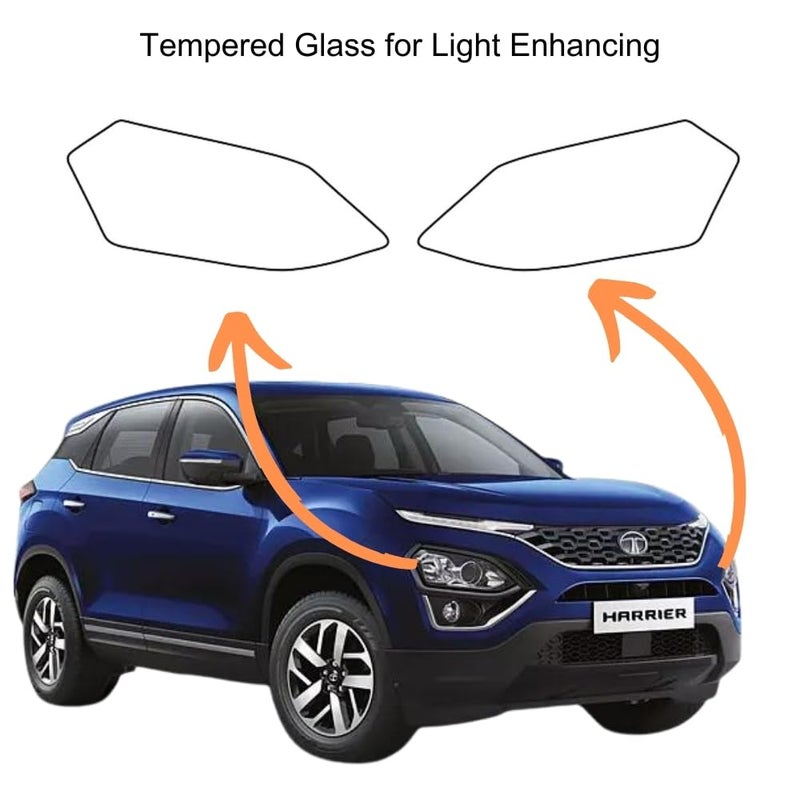 10H2 Car Headlight Anti-Rain Guard | Self Adhesive Car Headlight Tempered Glass | Car Accessories | Waterproof Anti-Fog Car Stickers | Compatible With Tata New/Old Car (Harrier 1st Gen) | Pack Of 1 - Image 2