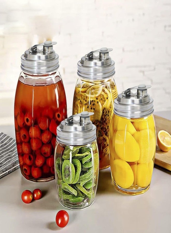 CHOULULUED Mason Jar Pour Spout Lid Stainless Steel, Wide Mouth Pour Spout Flip Cap Lids for Mason Jars,No Rust Leaking Proof for Home Brewing Fruit Fermenting Drinks Airtight(2PCS) - Image 4