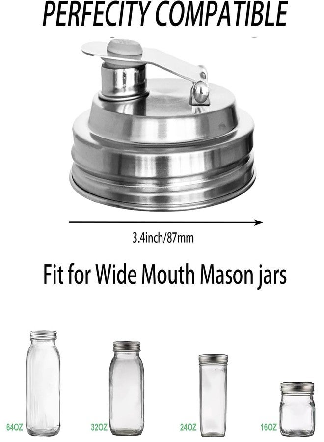 CHOULULUED Mason Jar Pour Spout Lid Stainless Steel, Wide Mouth Pour Spout Flip Cap Lids for Mason Jars,No Rust Leaking Proof for Home Brewing Fruit Fermenting Drinks Airtight(2PCS) - Image 2