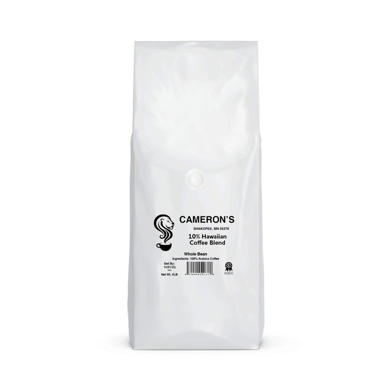Cameron's Coffee Roasted Whole Bean Coffee, 10% Hawaiian Coffee Blend, 4 Pound - Image 2