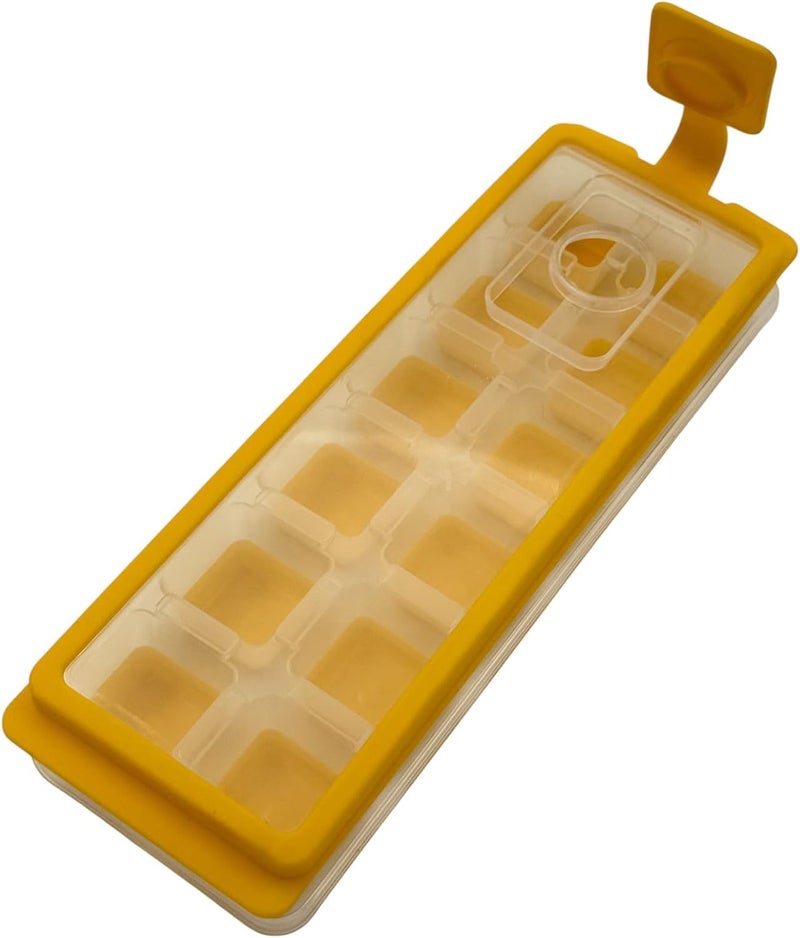 B&D Ice Cube Tray - Clear and Yellow Plastic, 29x9x4cm, Rectangular Mold with Easy Release Design - Image 1