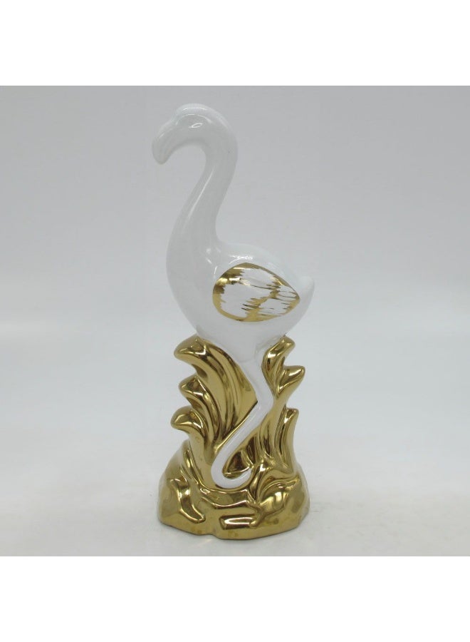 DANUBE HOME Danube Home Inaaya Swan Ceramic Gold Sculpture - 8.5X7.5X23.5 Cm Elegant Figurine With Titanium Gold/White Finish Luxurious Home Decor Collection Decorative Home Accessories