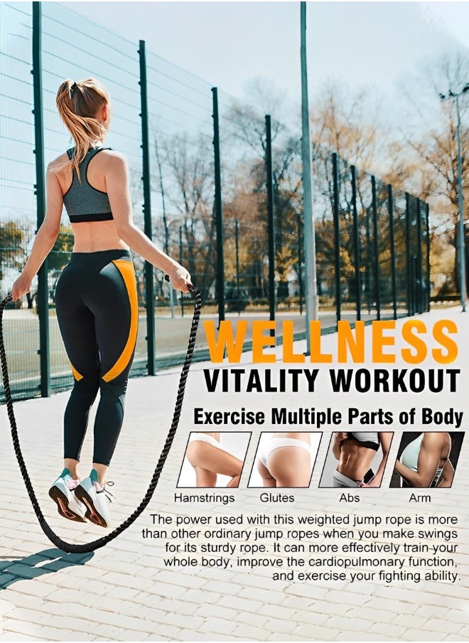 GROIC 3M Jump Rope, Weighted Jump Ropes, Heavy Skipping Rope for Exercise, Adult Jumpropes for Home Workout, Total Body Workout Equipment  - Image 4