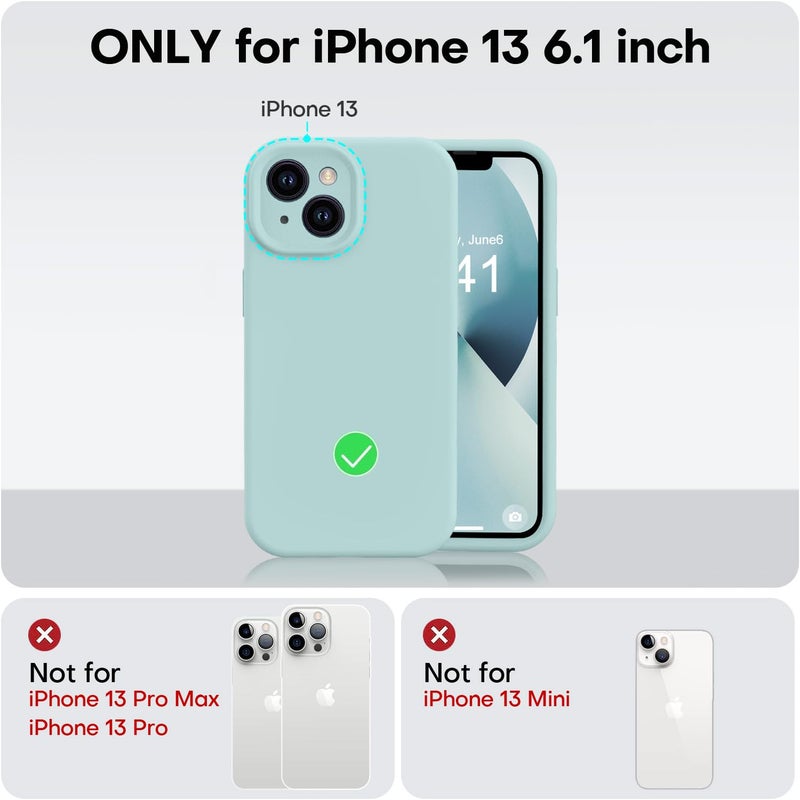 Vooii Compatible with iPhone 13 Case, Liquid Silicone Upgrade [Camera Protection] [Soft Anti-Scratch Microfiber Lining] Shockproof Phone Case for iPhone 13 6.1 inch - Mint - Image 5