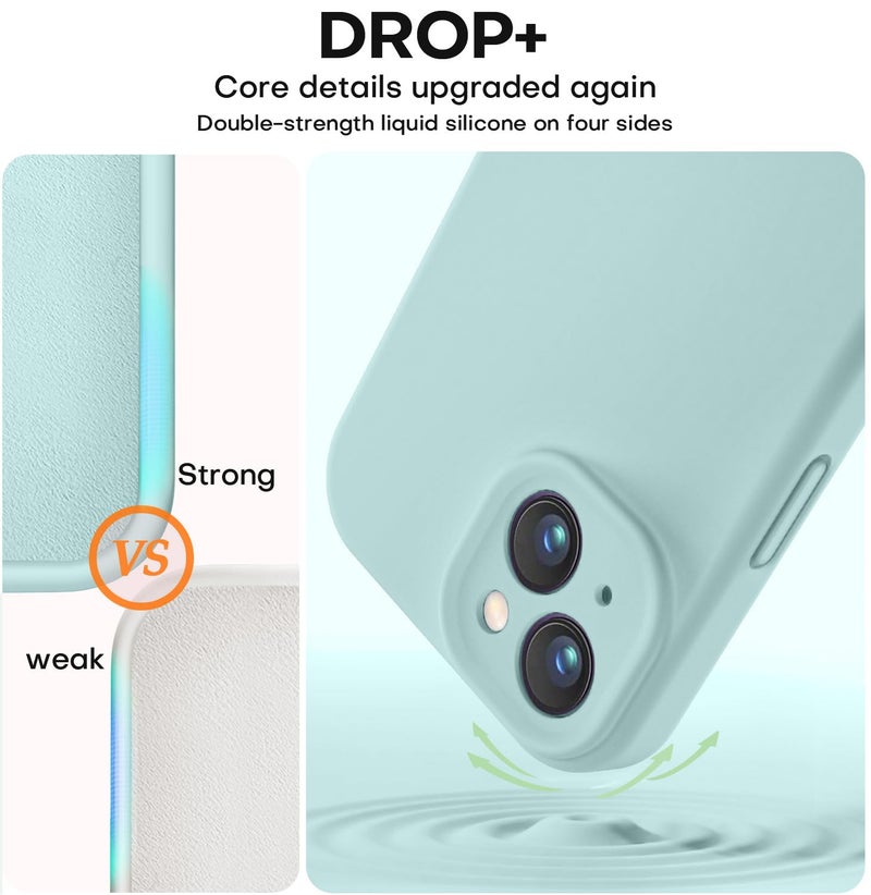 Vooii Compatible with iPhone 13 Case, Liquid Silicone Upgrade [Camera Protection] [Soft Anti-Scratch Microfiber Lining] Shockproof Phone Case for iPhone 13 6.1 inch - Mint - Image 4