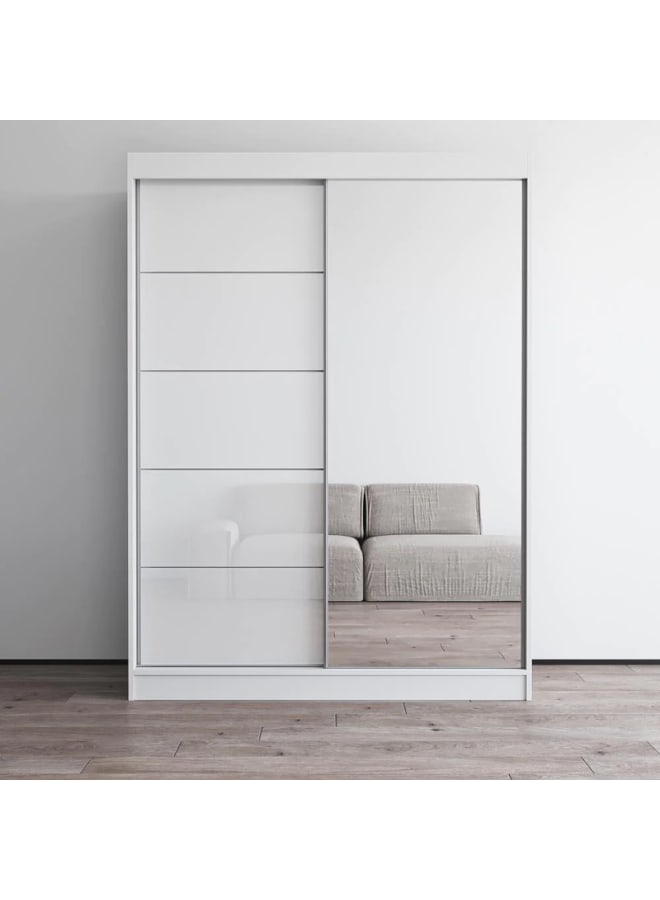 ريترو خزانة ملابس 150×65×200سم – أبيض - Image 1