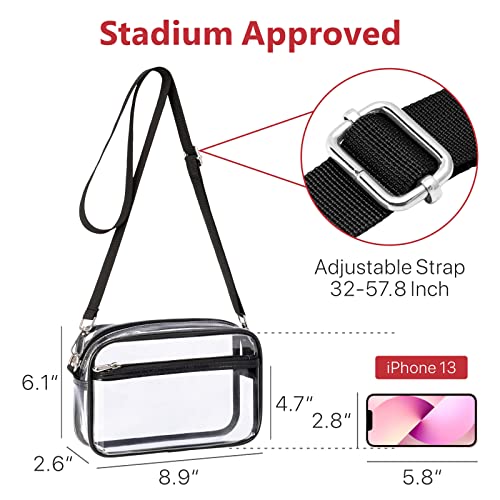 PACKISM Clear Bag for Stadium Events - Clear Purses for Women Stadium Crossbody with Widen Front Pocket Adjustable Strap for Game Day Concerts Sports Festivals, Black - Image 3