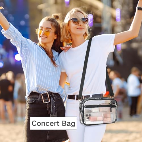PACKISM Clear Bag for Stadium Events - Clear Purses for Women Stadium Crossbody with Widen Front Pocket Adjustable Strap for Game Day Concerts Sports Festivals, Black - Image 5