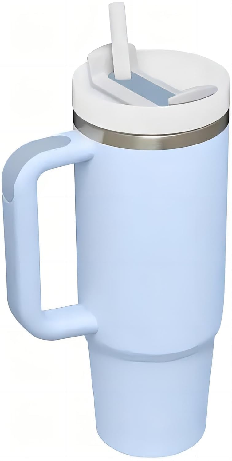 VENEXA Tumbler with lid and Straw 1200ml Cup Holder Car Gym Yoga Travel Stainless Steel Vacuum Insulated Flask Mug Quencher for Water Iced Tea Coffee or Protein Shake Sky Blue 40 oz - Image 1