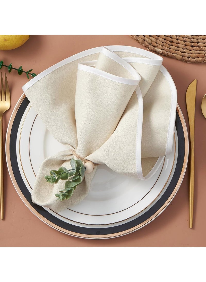 6 قطع حلقات مناديل بأوراق الكينا - حلقات خشبية مزينة بالخرز والأوراق الخضراء لتزيين طاولات الزفاف وحفلات الميلاد (أخضر/ستايل بوهو) - Image 5