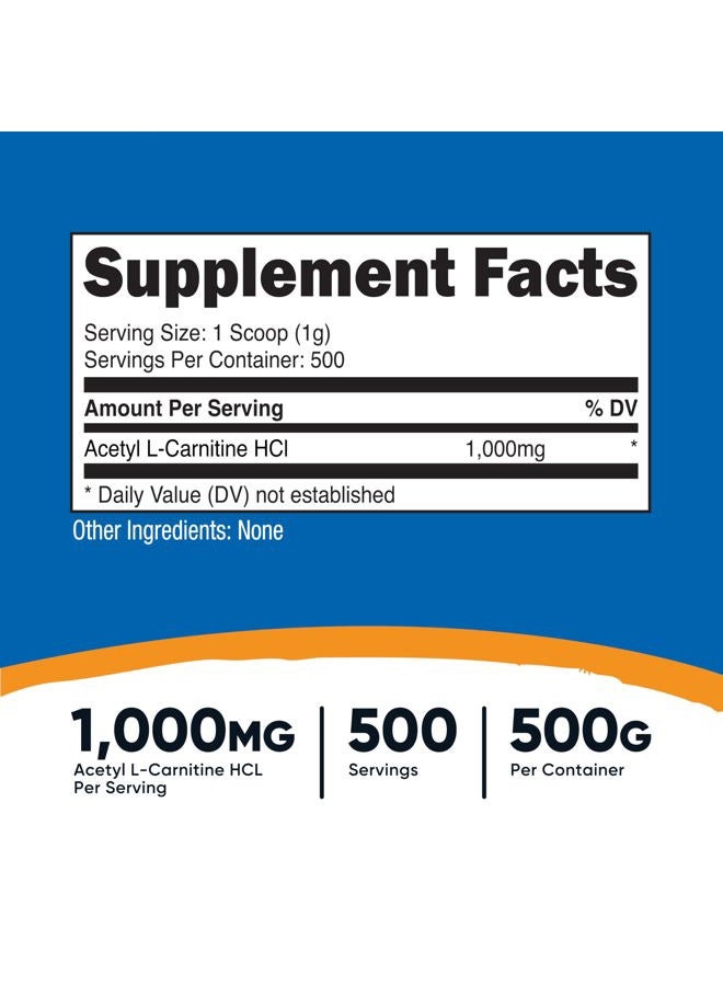 Nutricost Acetyl L-Carnitine (ALCAR) 500 Grams - 1000mg Per Serving - Pure Acetyl L-Carnitine Powder - Image 2