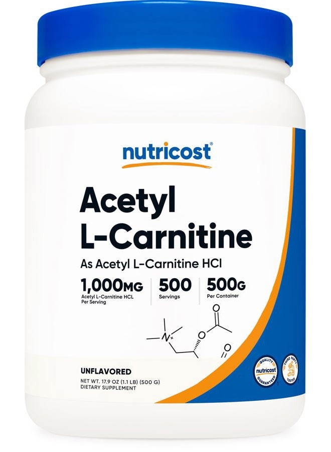 Nutricost Acetyl L-Carnitine (ALCAR) 500 Grams - 1000mg Per Serving - Pure Acetyl L-Carnitine Powder - Image 1