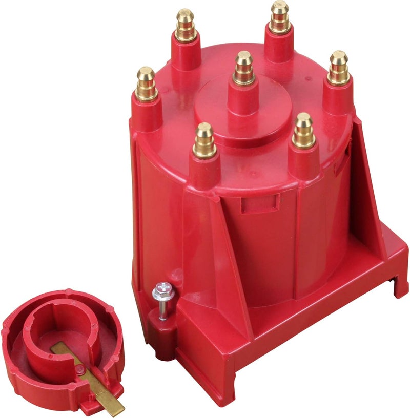 AIP Electronics New Red V6 GM EFI Cap and Rotor Set with Male Terminals Compatible with 1982-1996 GM Chevy Oldsmobile GMC V6 4.3 EFI TBI OEM Fit CAP1035-R - Image 1