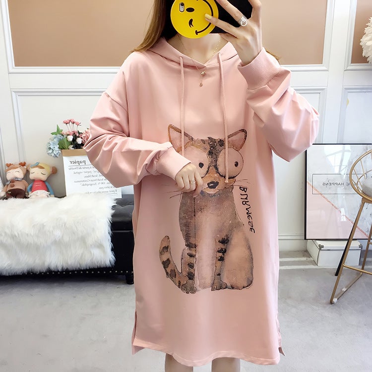 Maternity Long Sleeve Autumn Korean Loose Large Size Sweater Set Pink 9604 top 