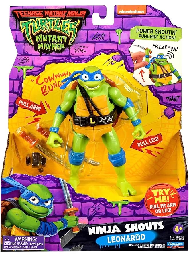 تيناجر ميوتنت نينجا ترتلز ألعاب زملاء اللعب من Mutant Mayhem مقاس 5.5 سم من ليوناردو ديلوكس نينجا شوتس - Image 1