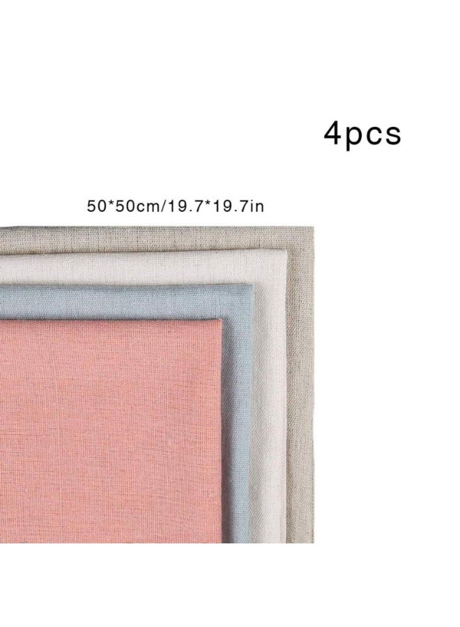 Arabest Needlework Fabric, Natural Linen Solid Colored Embroidery, Cross Stitch Cloth, Making Garment Craft, Needle Embroidery, 50cm Linen Fabric DIY Decoration(4Pcs, 4 Colors) - Image 2